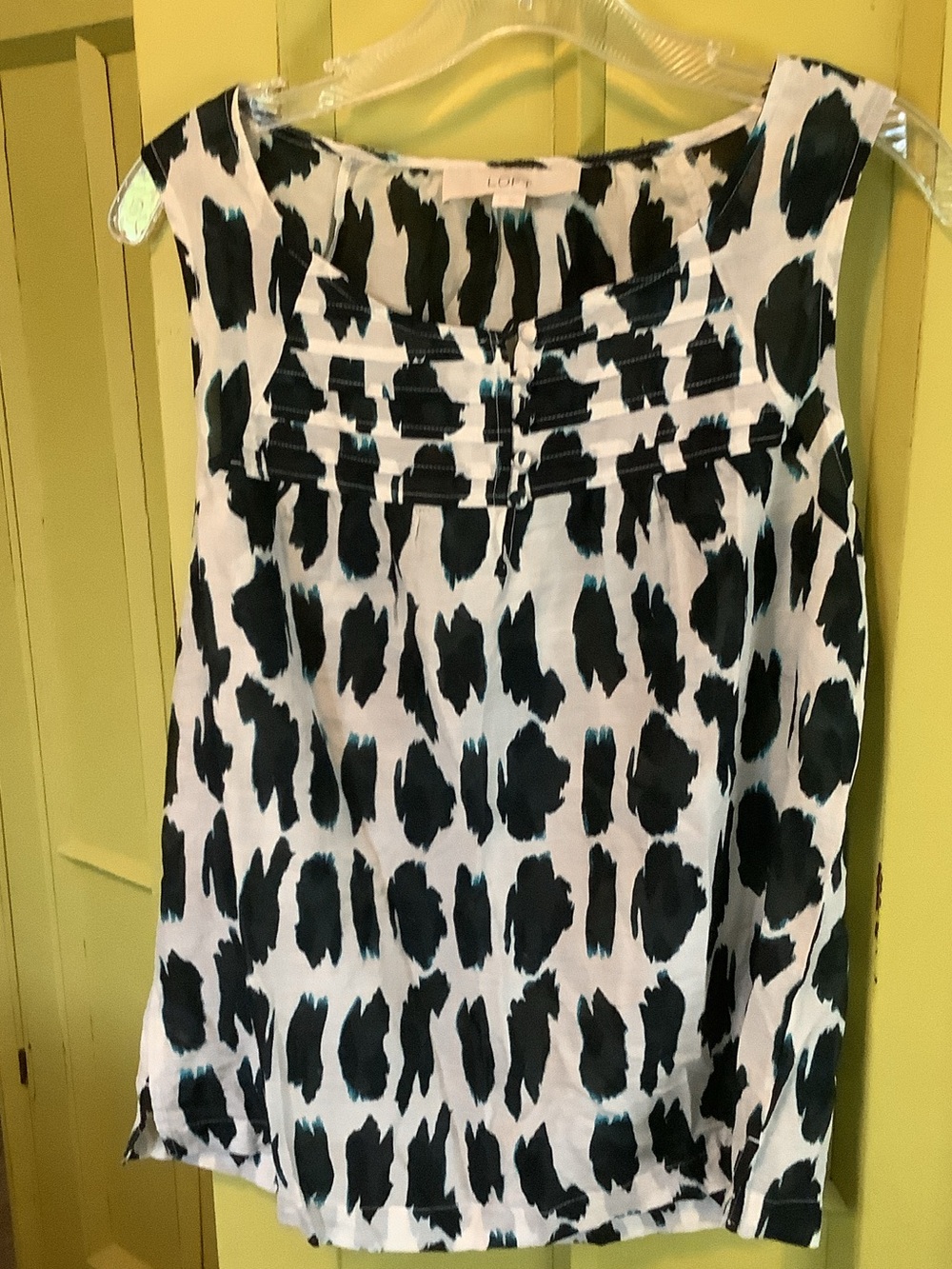 LOFT Black and White Spot-Print Skirt